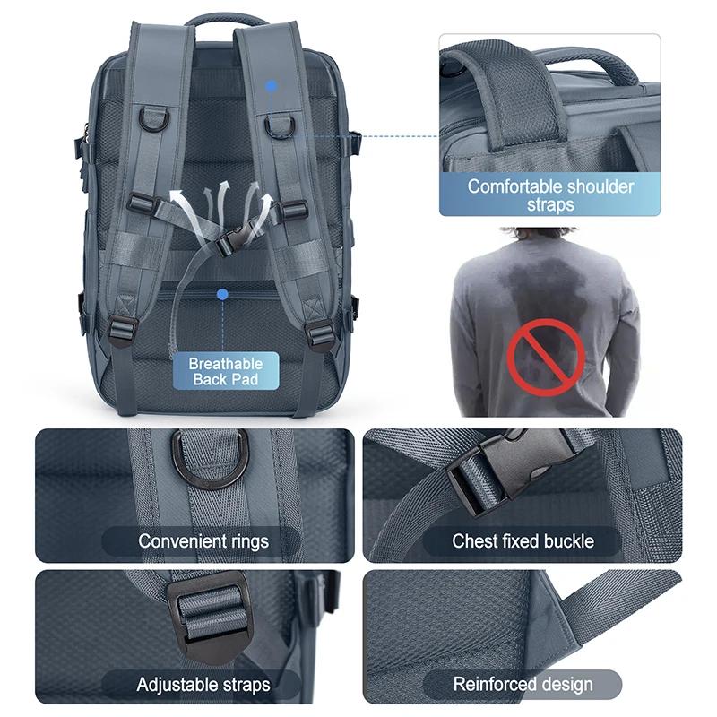 Sac à dos de voyage Extra Large pour hommes et femmes, sac à dos de transport évolutif approuvé par 