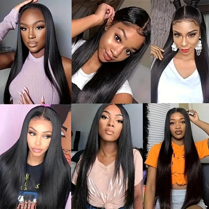 Perruque lace front 13x6 lisse pour femmes cheveux humains brésiliens HD lace pré épilée sans colle 