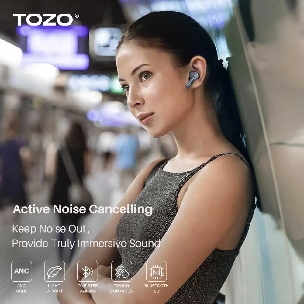 TOZO NC2 Écouteurs Bluetooth avec annulation active du bruit hybride, Écouteurs sans fil avec son im