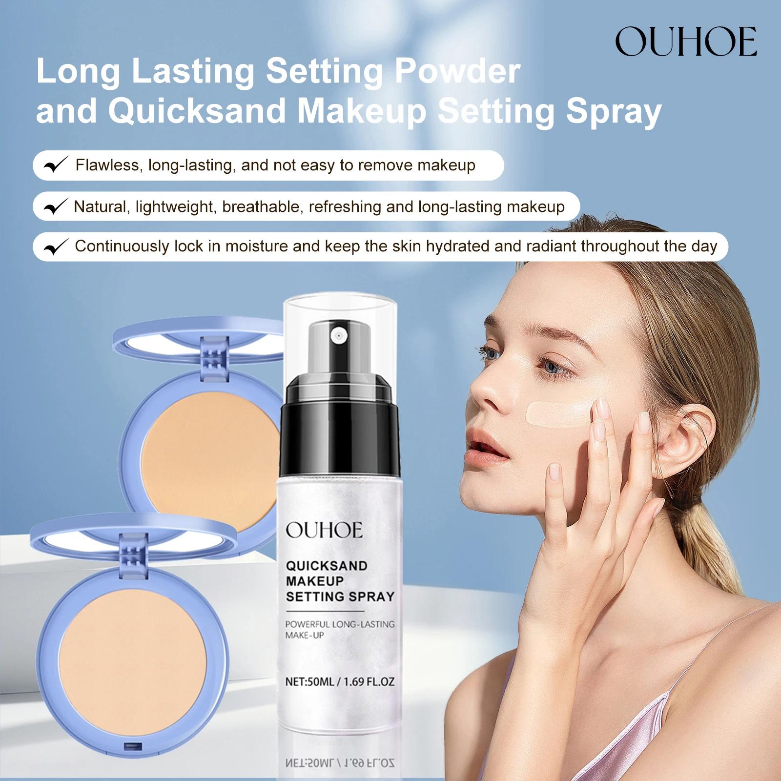 Poudre libre pour le visage, Spray fixateur de sable mouvant, fond de teint rafraîchissant, mat, con