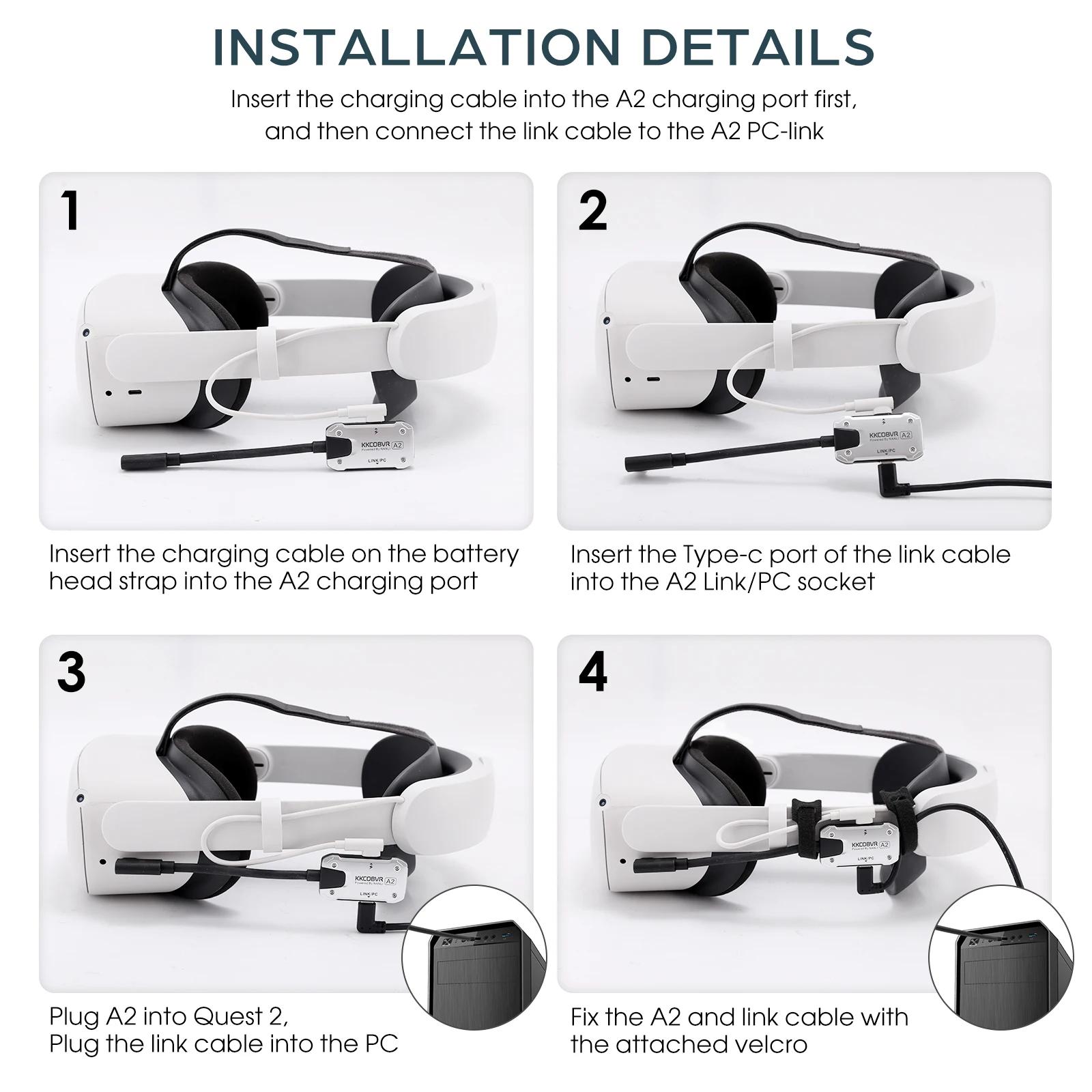 KKCOBVR A2 Compatible avec Quest 1\Quest 2 \Quest Pro et Pico 4 VR Connectivity Adaptateur de transf