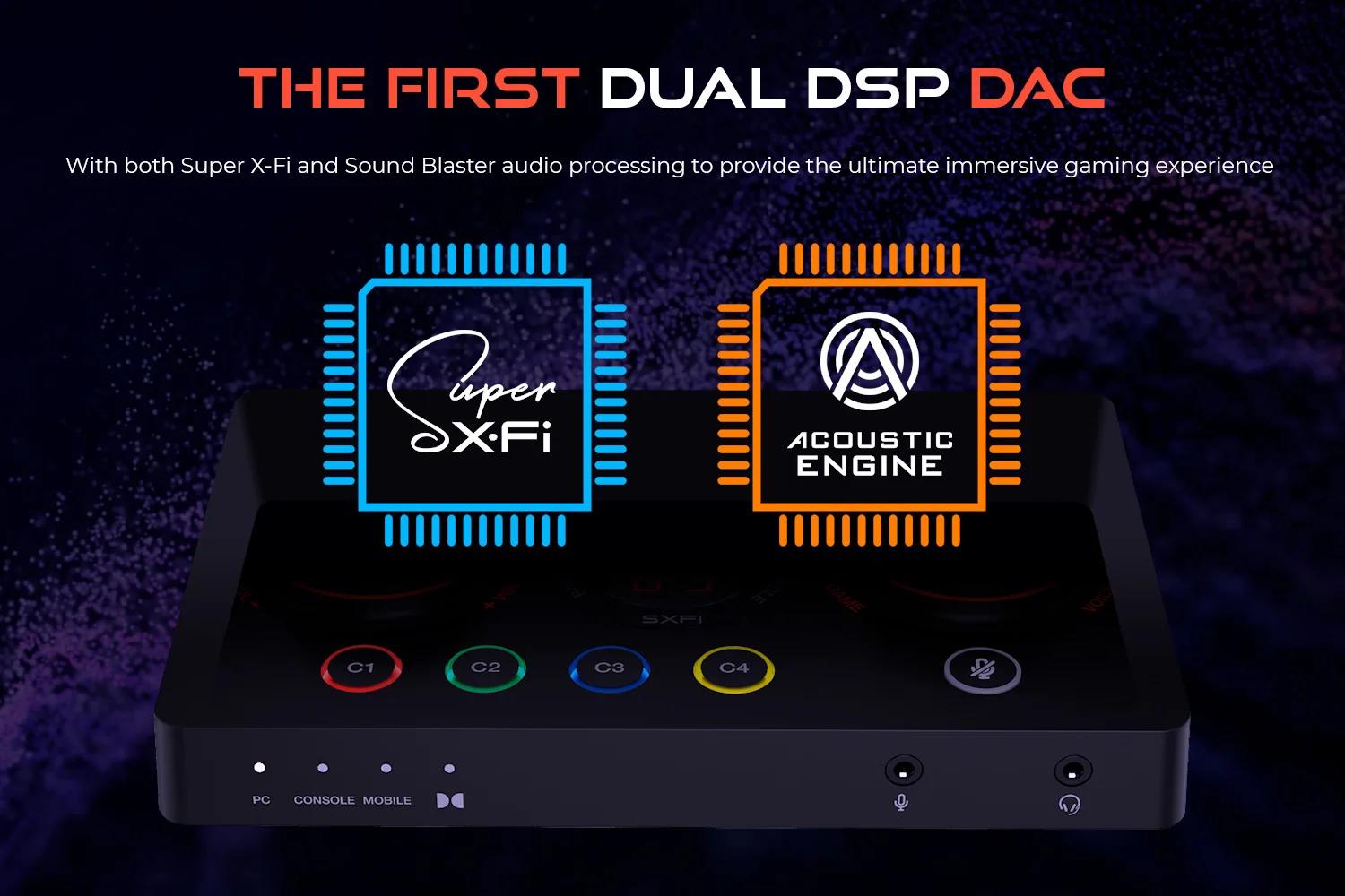 Creative Sound Blaster GC7 Jeu Streaming DAC Amp ft Boutons programmables, Super X-Fi, Surround virt