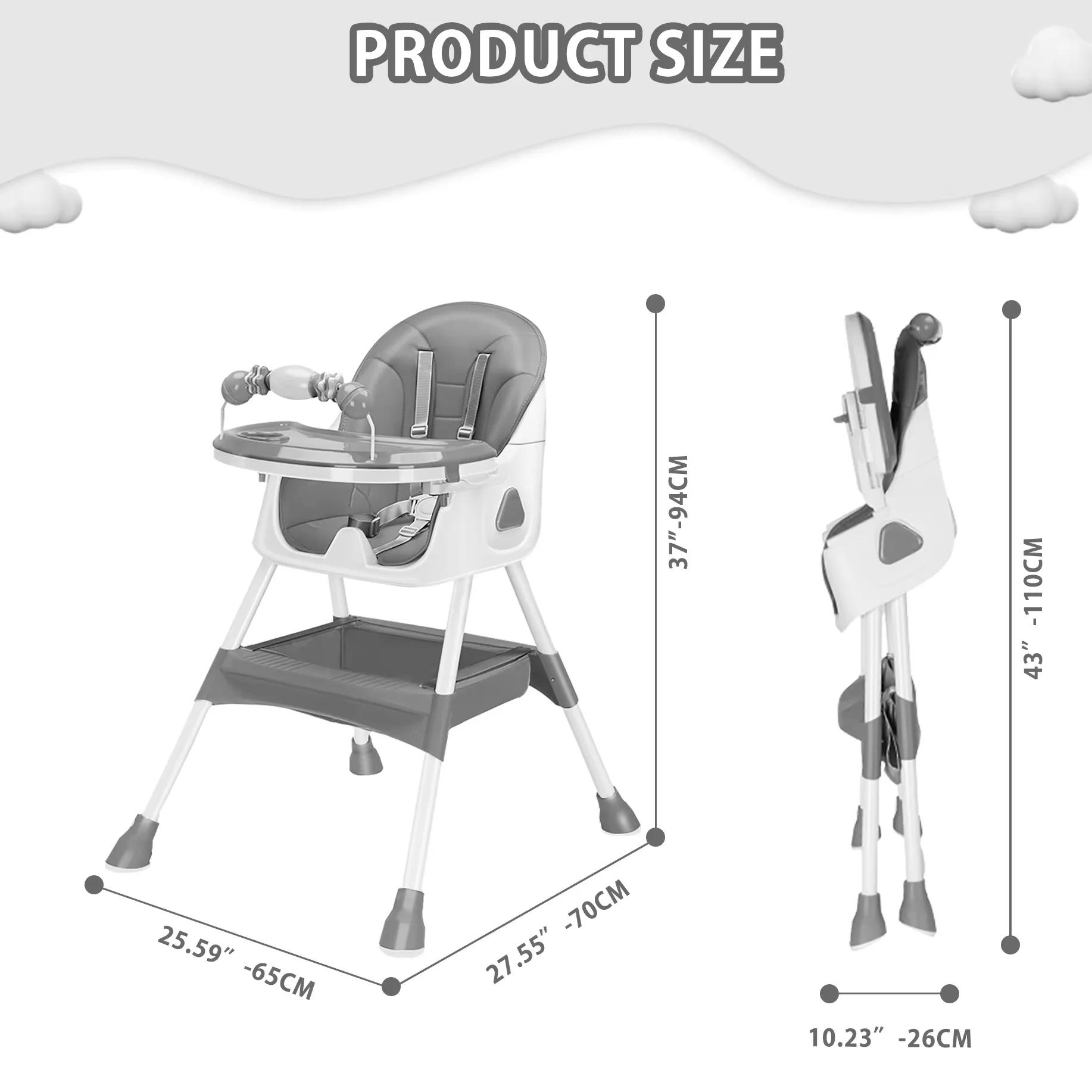 Chaise haute pliable pour bébé (6+ mois) : grand coussin antidérapant, porte-jouets et conception d'