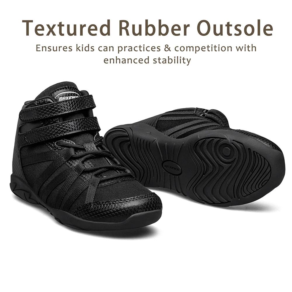 BAXINIER Chaussures de cheerleading montantes noires pour filles, légères, respirantes, pour la comp