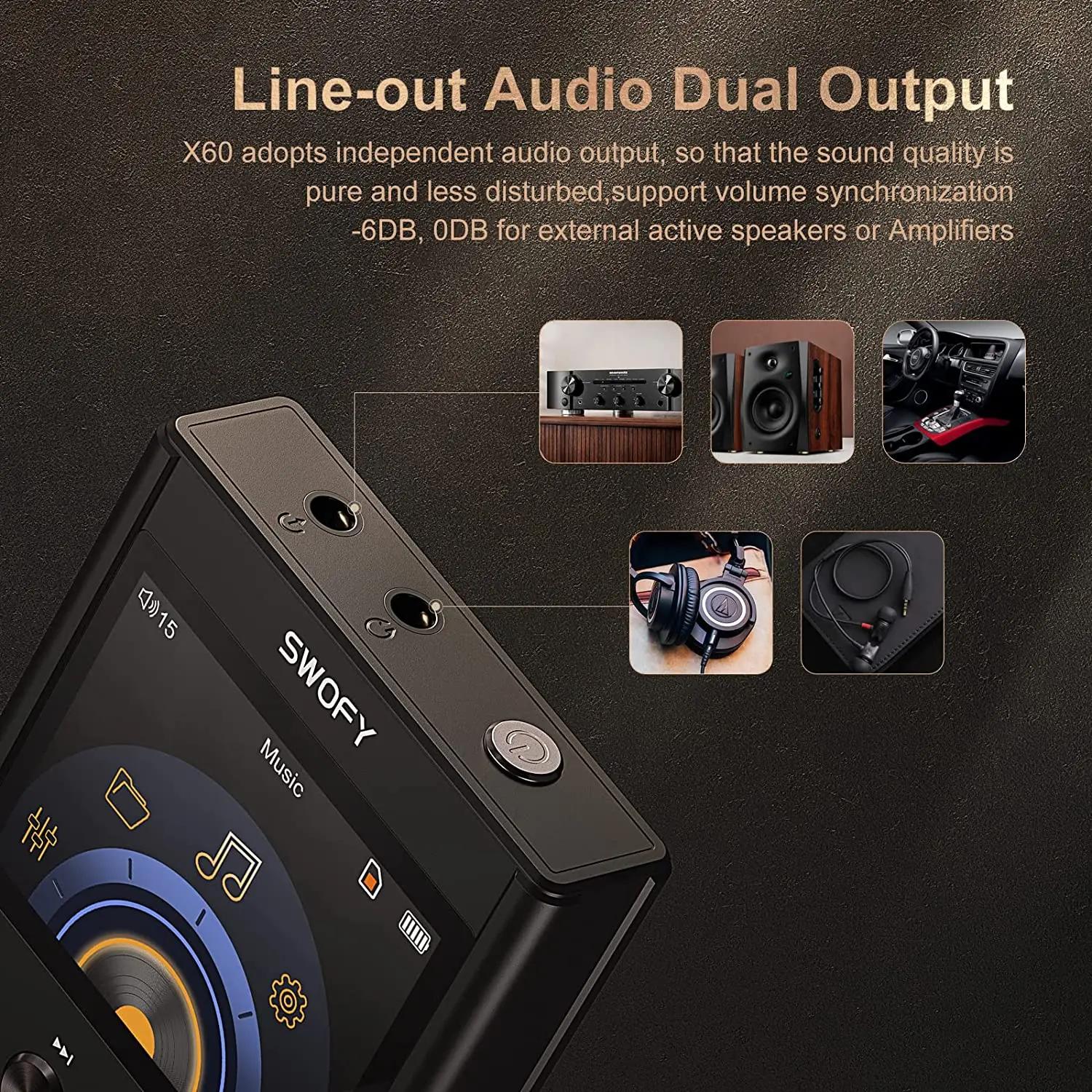 Lecteur MP3 HiFi 64 Go, DAC haute résolution avec ruban audio numérique haute résolution DSD, prend 