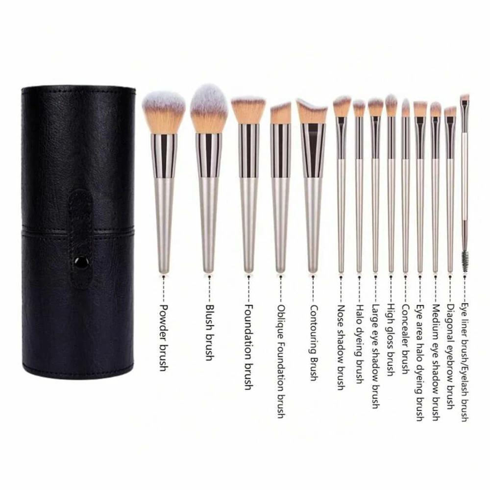 Ensemble de pinceaux de maquillage synthétiques de qualité supérieure, 14 pièces, pour fond de teint