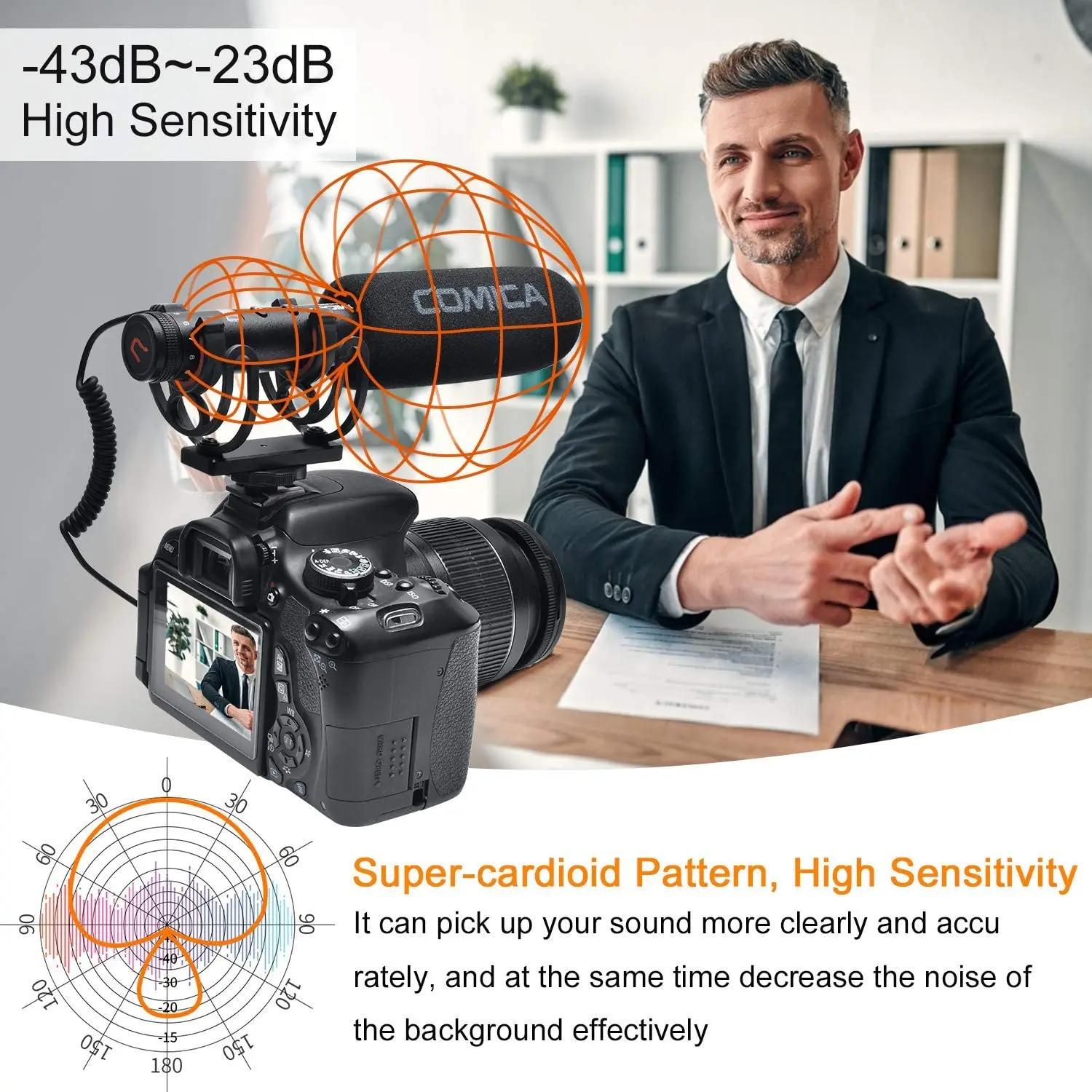 Microphone canon COMICA VM20, microphone super cardioïde professionnel avec support antichoc, microp