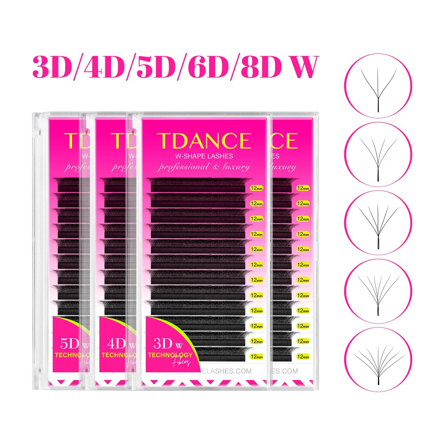 TDANCE 3D 4D 5D 6D ventilateurs préfabriqués Extension de cils W Style Faux vison naturel doux flora
