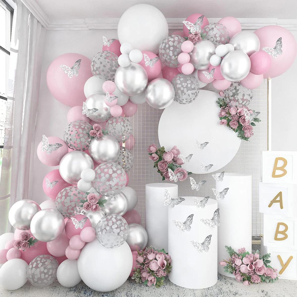 Kit d'arc de guirlande de ballons, décoration de fête d'anniversaire pour fille, ballon en aluminium