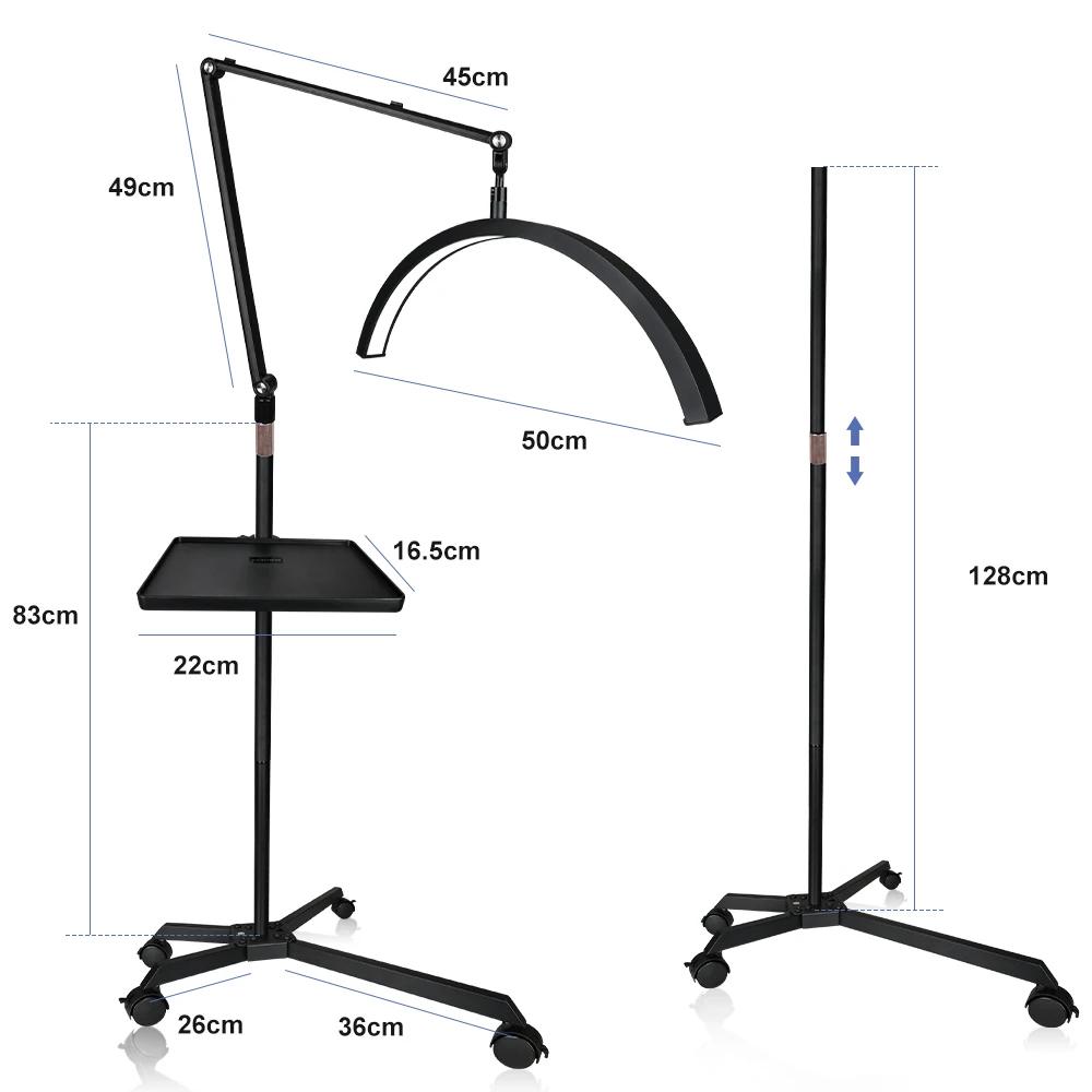 Lampe d'extension de cils à LED demi-lune, lampadaire, beauté, soin de la peau, sourcils, angle soeu