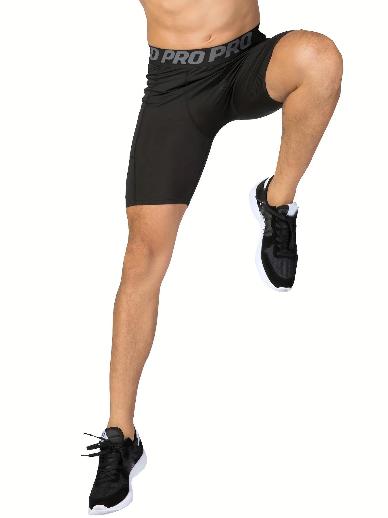 Lot de 3 shorts de compression hommes avec poche - Spandex course entraînement sportif