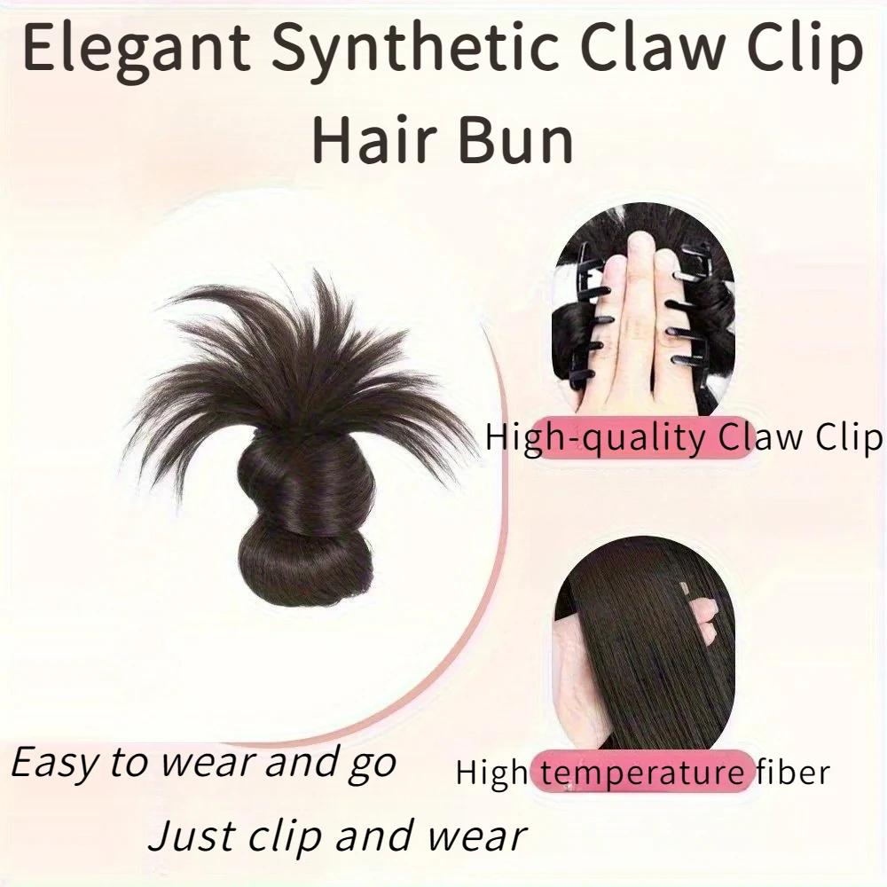 Chignon synthétique élégant à demi-cravate de 8 pouces, avec pince à griffes, perruque en plumes de 