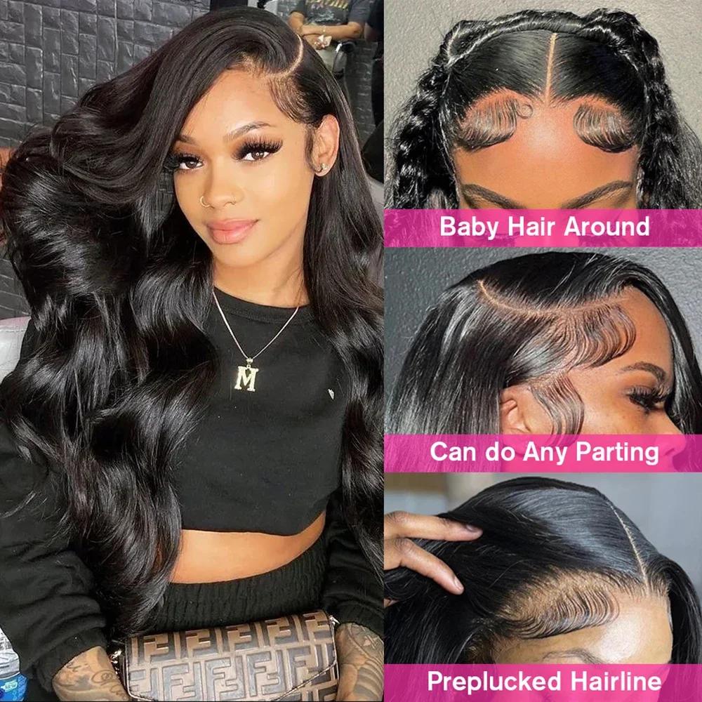 Perruque Lace Front Wig Body Wave brésilienne naturelle, 13x4, pre-plucked, avec baby hair, densité