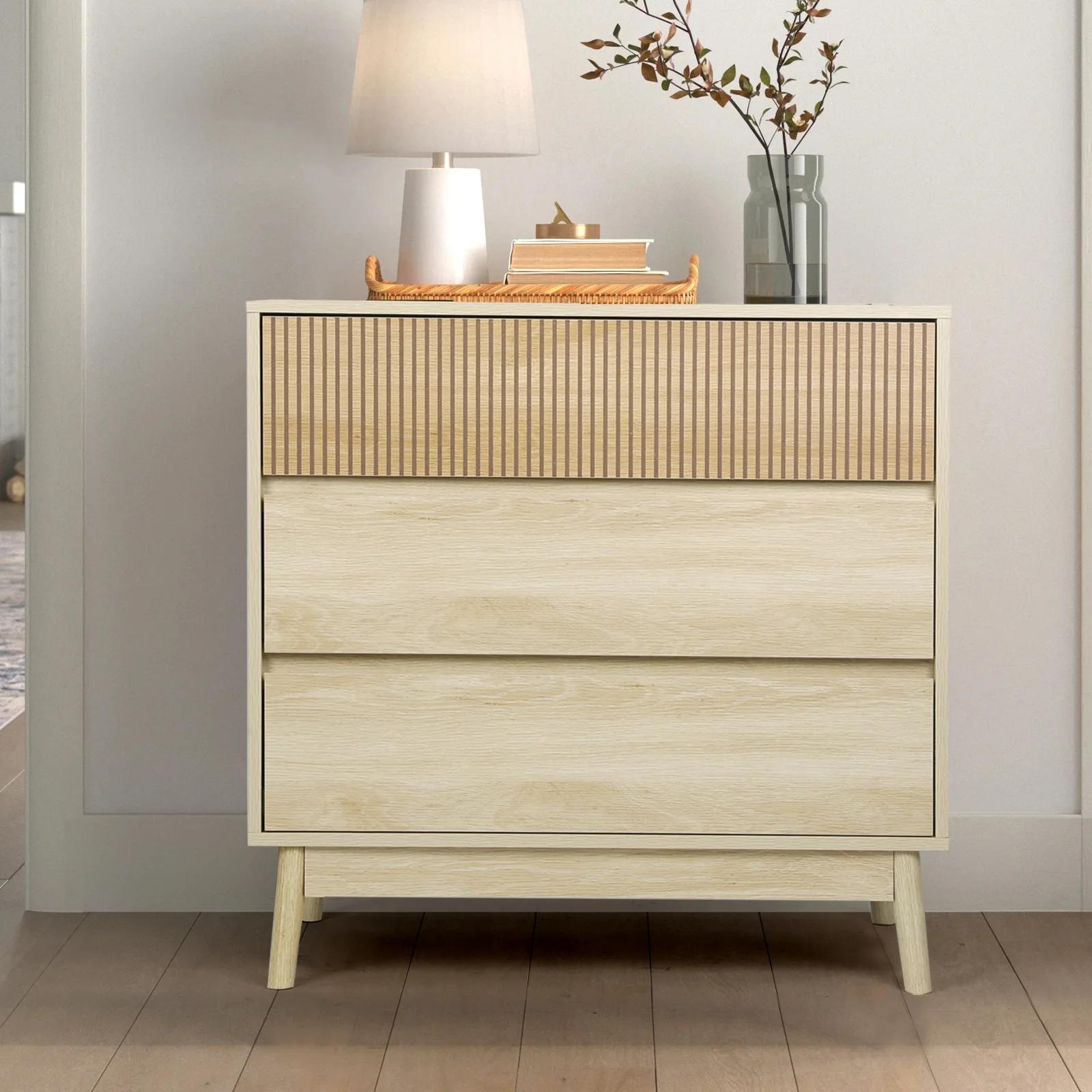 VOWNER 3-Commode de ferme, commode de rangement en bois, commodes de Cisco modernes à larges portes,