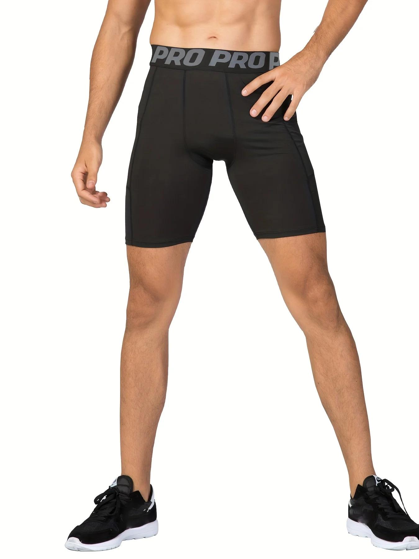 Lot de 3 shorts de compression hommes avec poche - Spandex course entraînement sportif