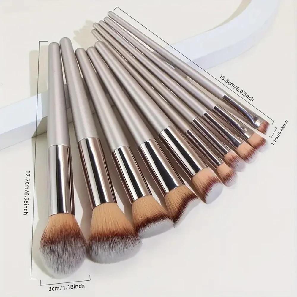 Ensemble de pinceaux de maquillage synthétiques de qualité supérieure, 14 pièces, pour fond de teint