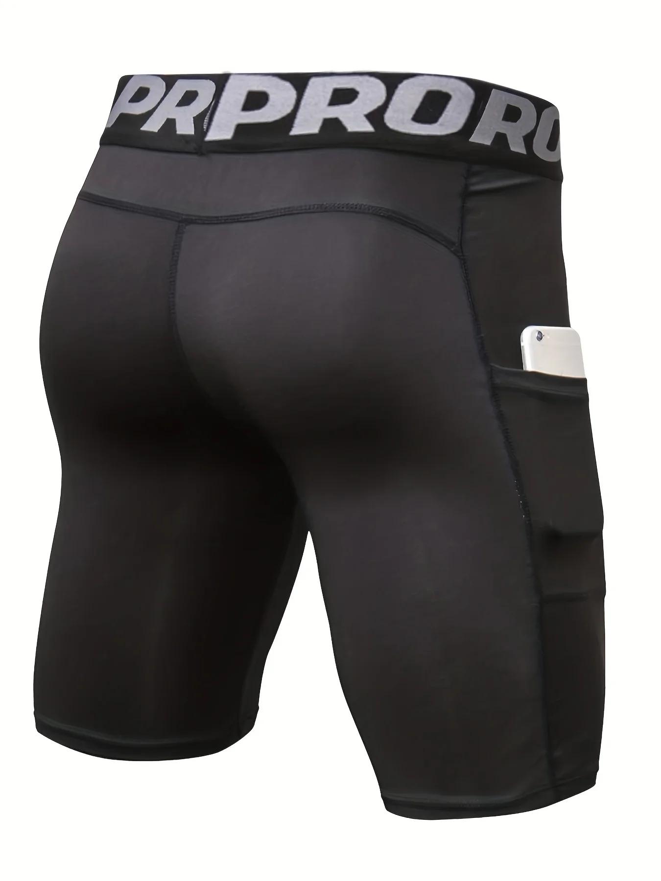 Lot de 3 shorts de compression hommes avec poche - Spandex course entraînement sportif