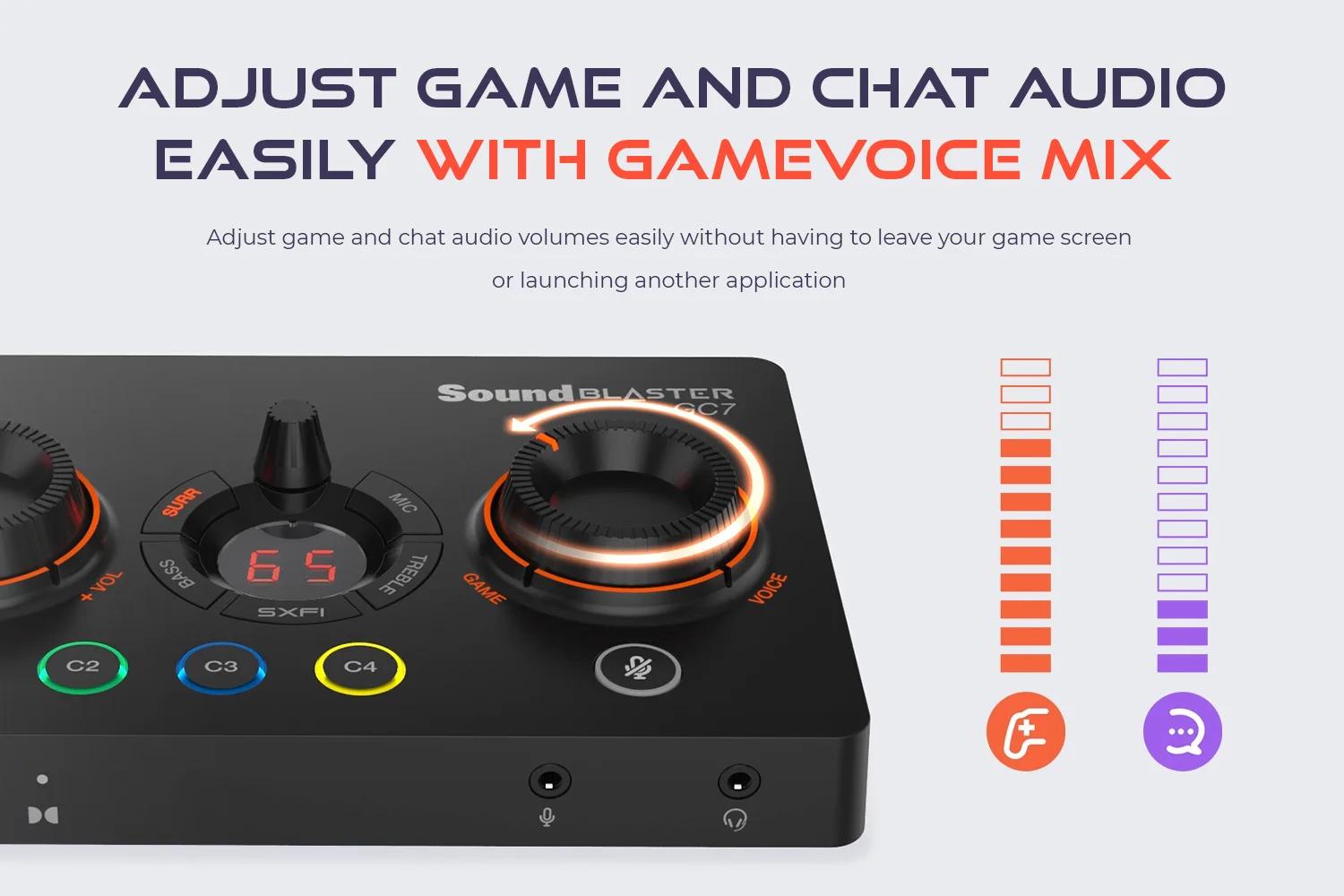 Creative Sound Blaster GC7 Jeu Streaming DAC Amp ft Boutons programmables, Super X-Fi, Surround virt