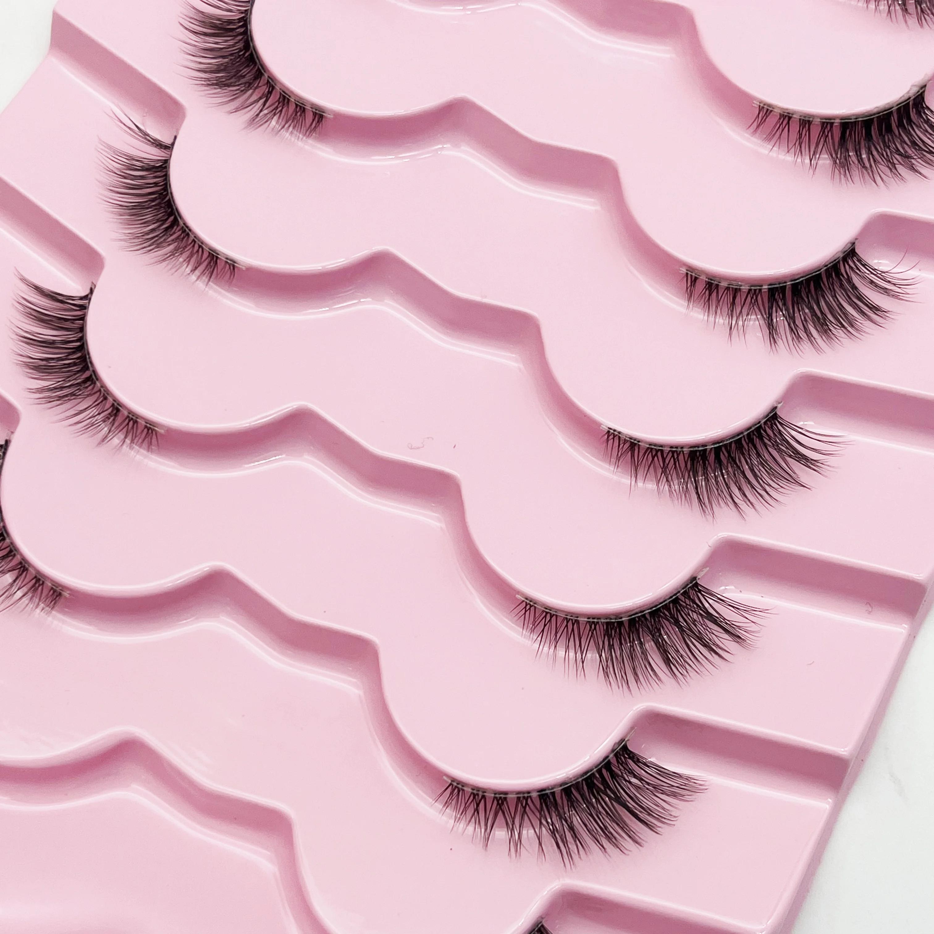 7 paires de cils de renard de longueur mixte 3-5-9mm, boucles D, faux cils fins en vison, moelleux, 