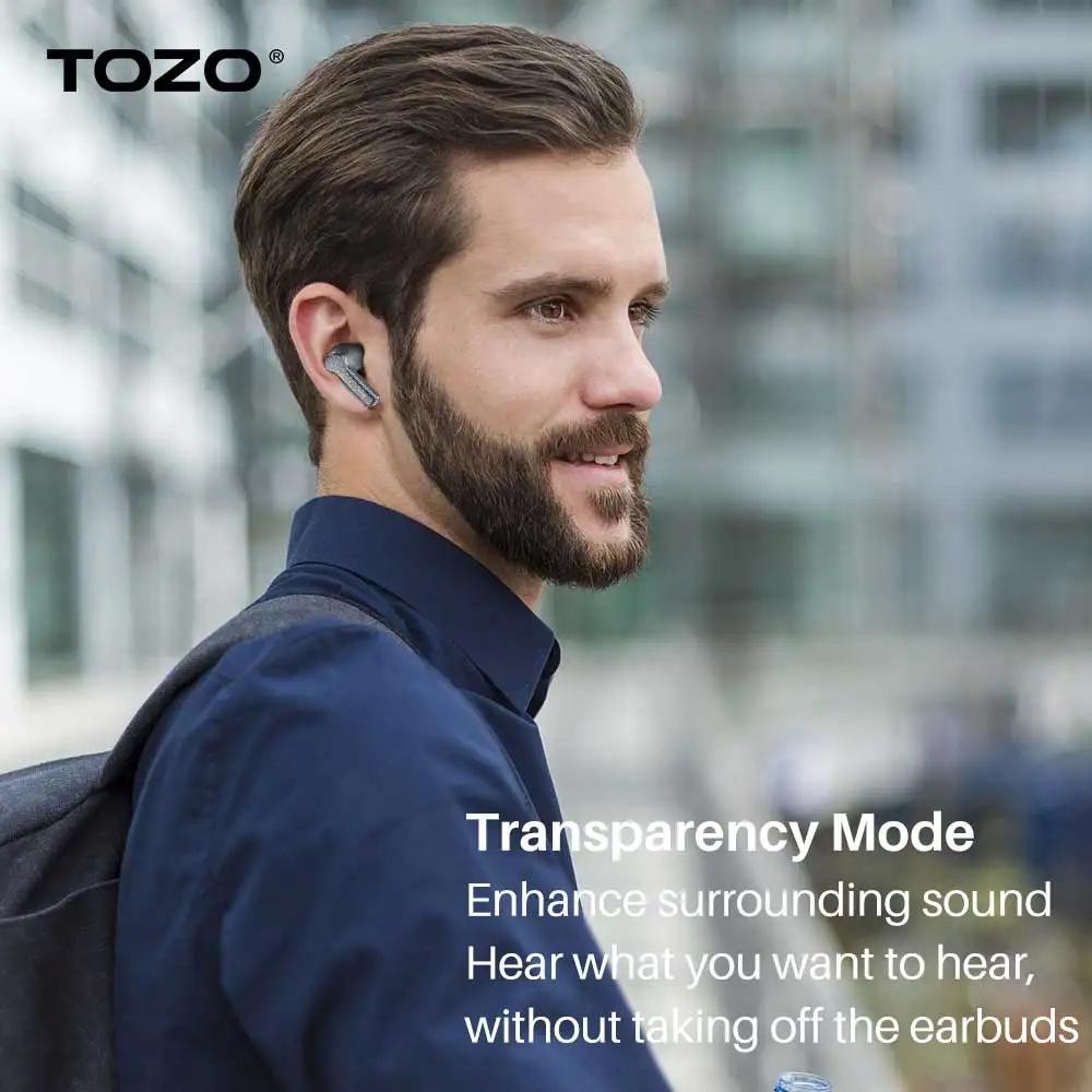 TOZO NC2 Écouteurs Bluetooth avec annulation active du bruit hybride, Écouteurs sans fil avec son im
