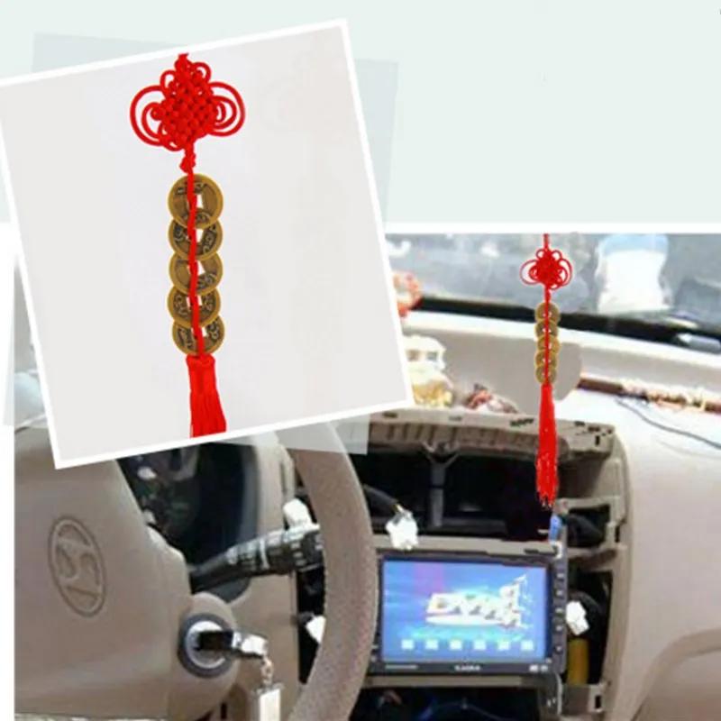 1 pièce de pièces de monnaie chinoises Feng Shui avec nœud rouge fait main, décoration suspendue pou