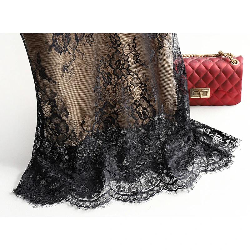 Sexy dentelle Spaghetti sangle haut femmes licou col en V basique Cami sans manches Satin soie débar