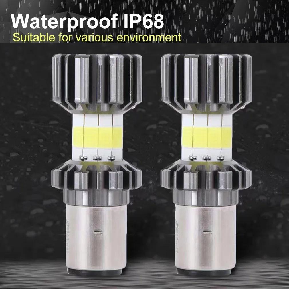 Ampoules de phares de Moto H4 LED H6 BA20D 69000LMLED, 8 côtés COB blanc 6000K, lampe Hi Lo, accesso