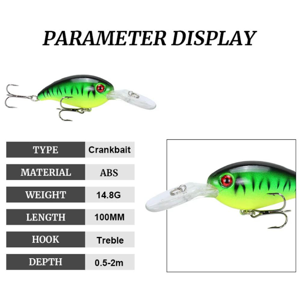 1 pièces leurre de pêche manivelle 10 cm 14.8g flottant Wobbler appât dur artificiel longue coulée b