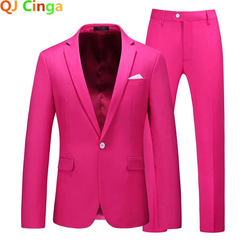 Costume Homme 2 Pièces Rouge 2026, Ensemble de Mariage et de Soirée (Veste et Pantalon), Taille Asia
