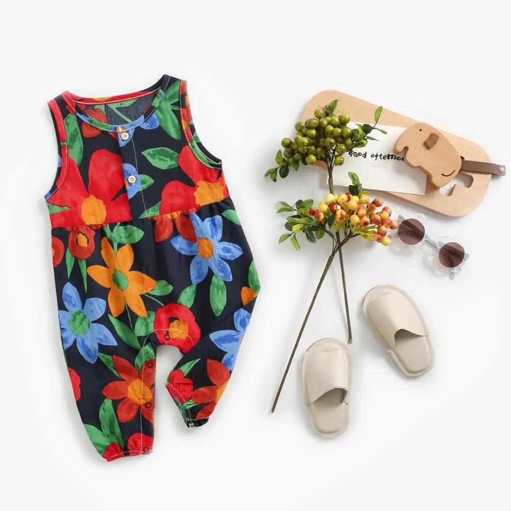 Sanlutoz fleurs bébé filles body sans manches été bébé body coton bébé vêtements pour nouveau-né