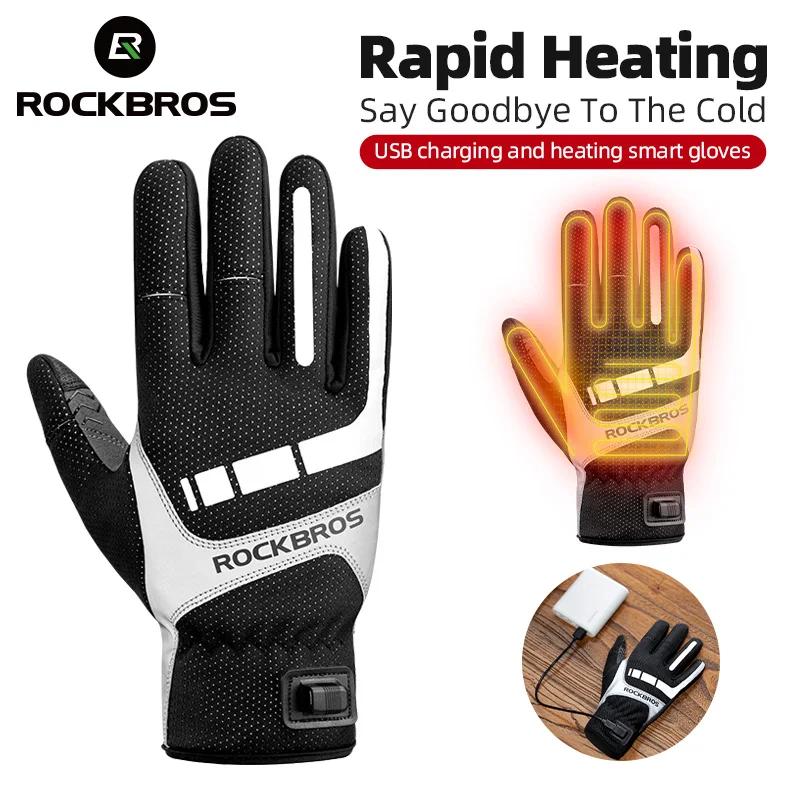 ROCKBROS gant d'hiver chauffant gants de cyclisme USB gants de Ski électriques rechargeables écran t