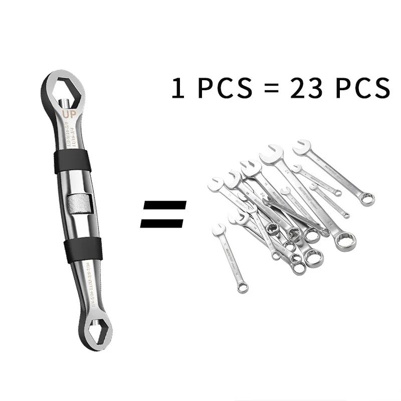 Jeu de clés universelles 23 en 1, cliquets réglables, 7-19mm, CR-V clés, multi-outils manuels flexib