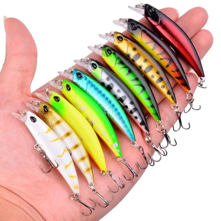10 pièces Laser méné lent leurre de pêche ensemble 4g 7 cm Wobblers manivelle Isca artificiel dur ap