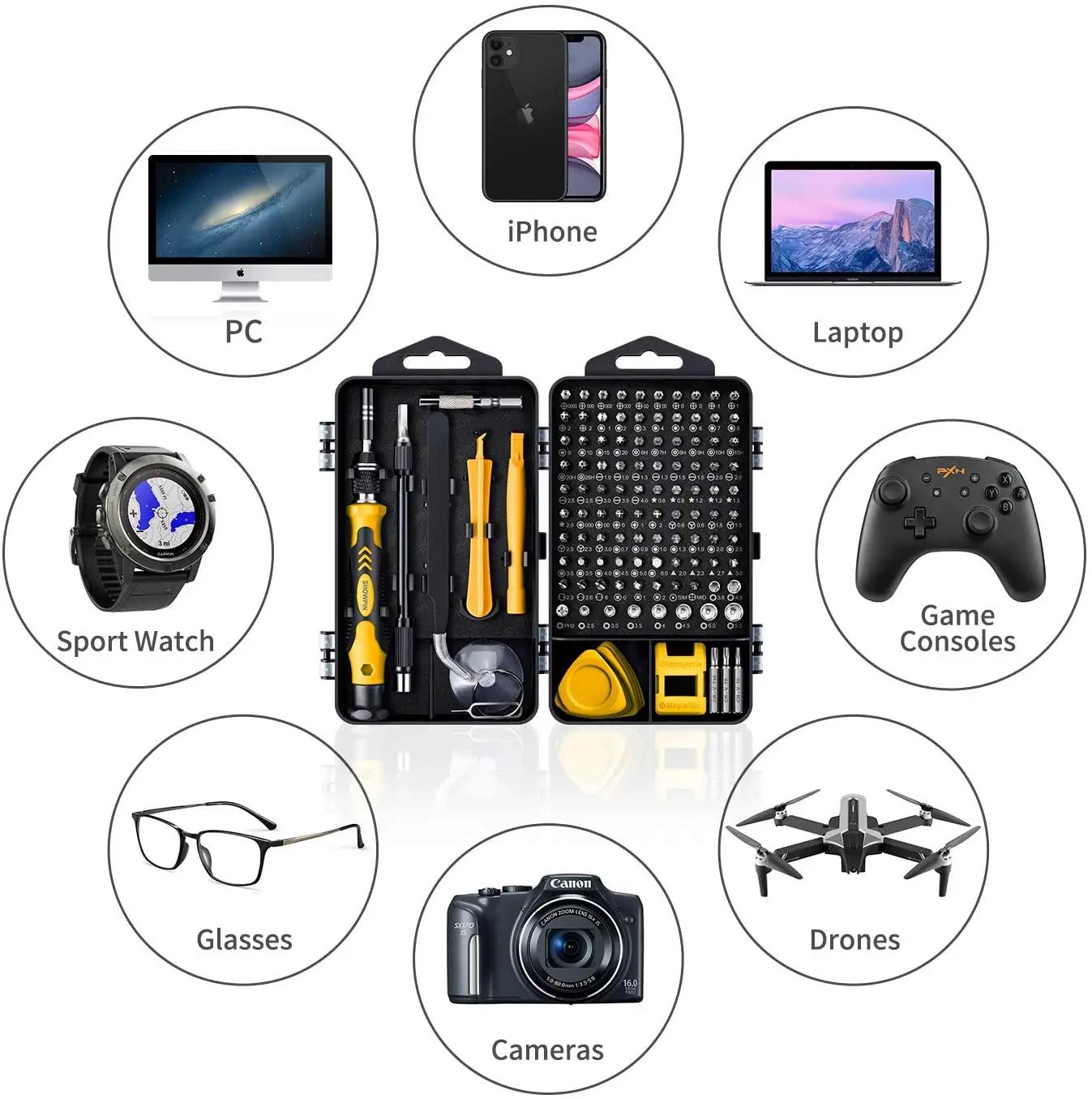 Kit de réparation d'ordinateur, Kit de tournevis magnétique pour ordinateur portable 122 en 1, jeu d