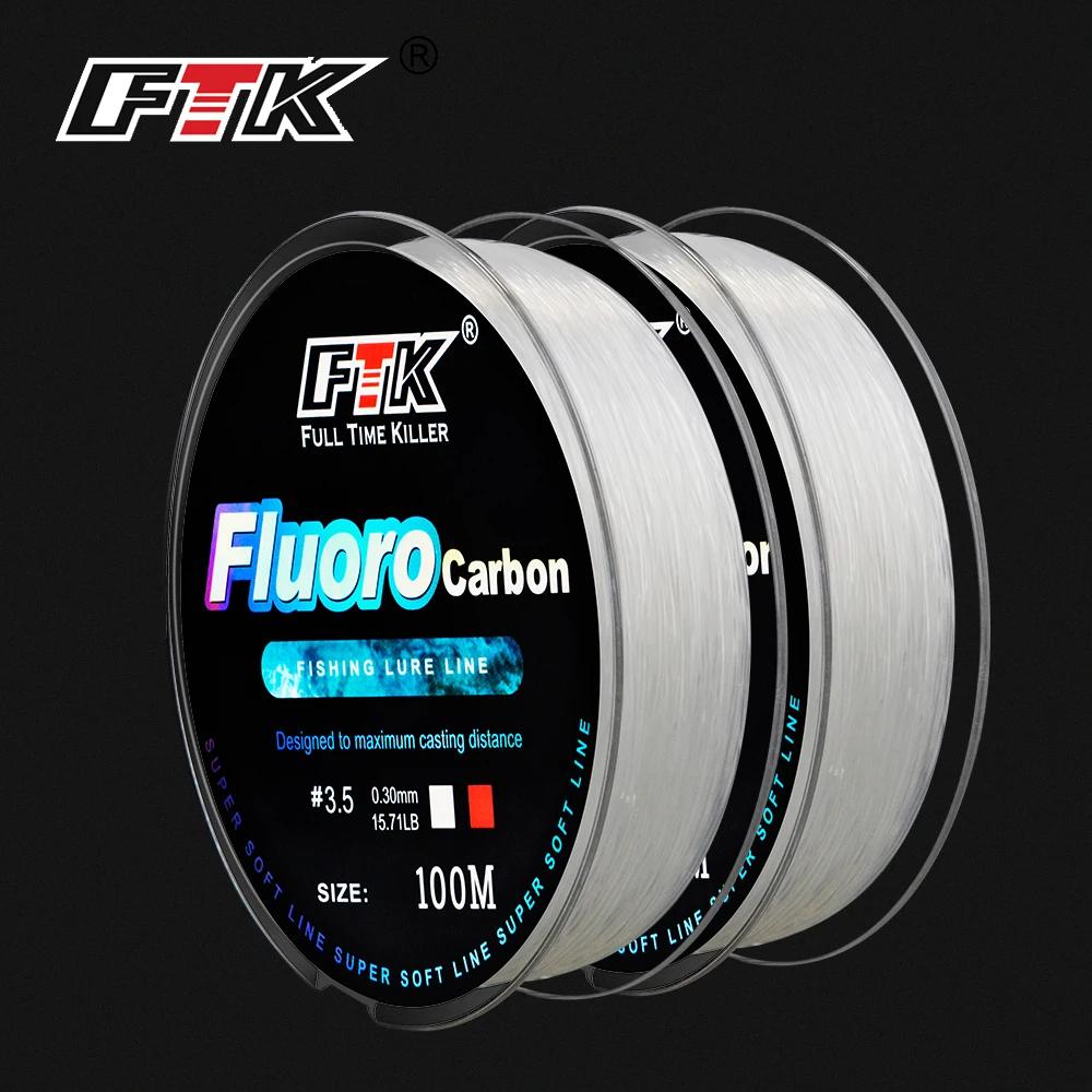 FTK 100M ligne de pêche à revêtement fluorocarbone 4.14LB-34.32LB ligne de Leader Monofilament en Fi