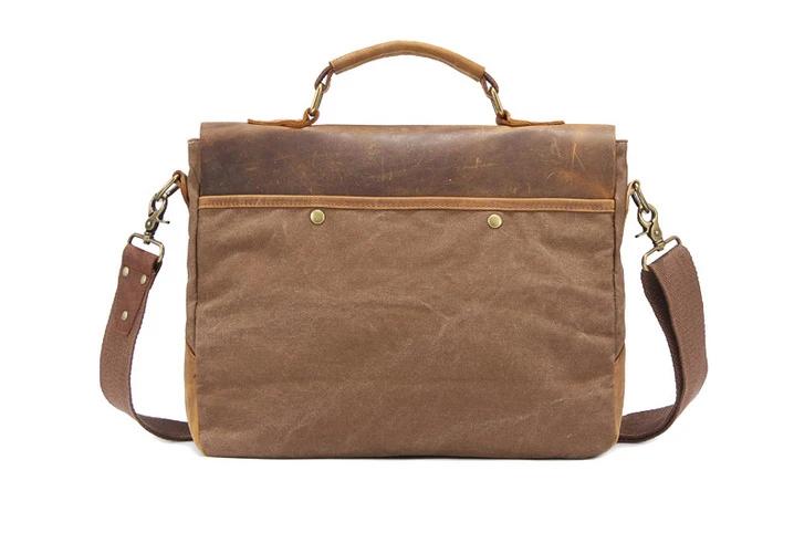 Porte-documents Vintage en Cuir et Toile pour Homme, Sac d'Affaires, Portefeuille de Bureau, Fourre-