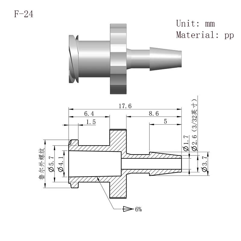 Adaptateur Luer Lock PP, Valve d'air en plastique, distribution de tuyau de colle, sous-emballage, c
