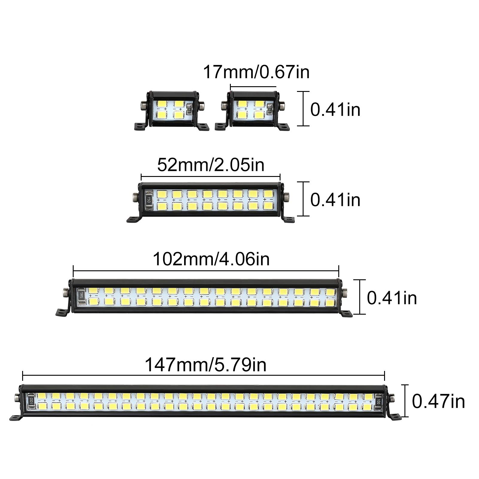 INJORA barre lumineuse 17/52/102/147mm pour voiture sur chenilles 1/10 RC Axial SCX10 90046 TRX-4 TA