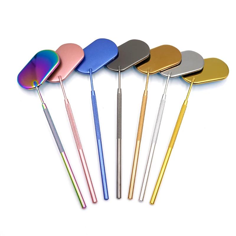 Miroir ovale multi-couleurs en acier inoxydable, contrôle multifonction, Extension de cils, maquilla