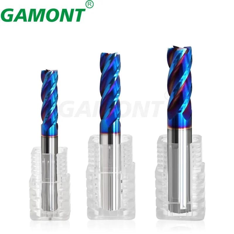 GAMONT HRC70  4-Fraise cannelures carbure d'acier au tungstène revêtement de caractéristique bleue f