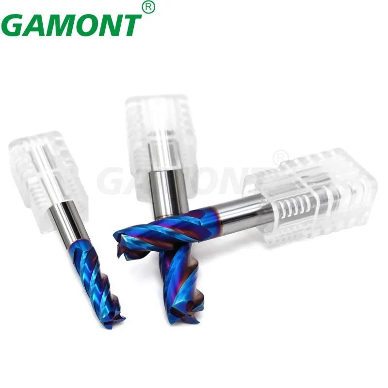 GAMONT HRC70  4-Fraise cannelures carbure d'acier au tungstène revêtement de caractéristique bleue f