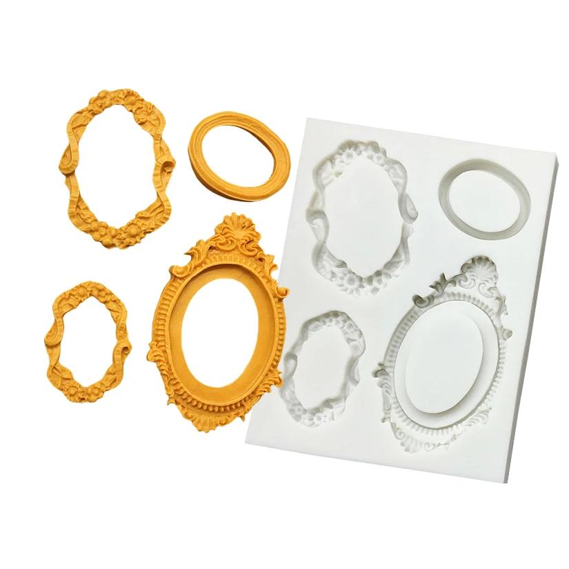 Moule en silicone pour cadre photo et miroir, outils de résine, moule à cupcakes pour sugarcraft, ou