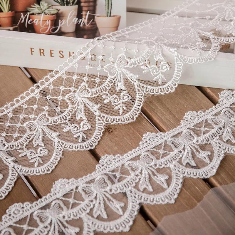 Ruban en dentelle Lolita blanc, 2yards, accessoires de couture, broderie de papillons 3D, garnitures