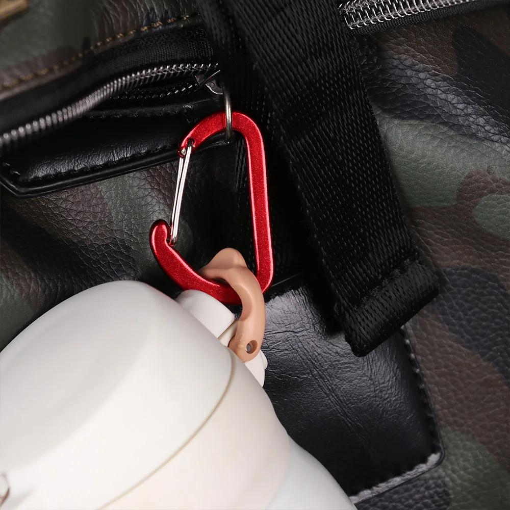 Porte-clé en alliage d'aluminium coloré, 4 pièces, anneau en D, mousqueton, boucle de verrouillage, 