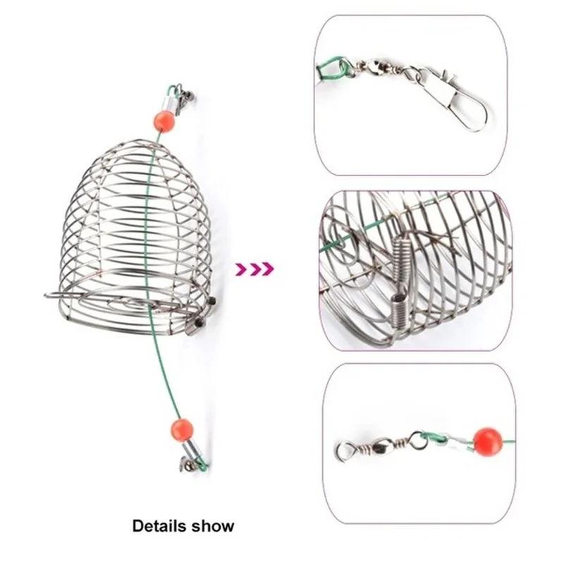 FLYSAND poisson petit acier inoxydable appât Cage panier mangeoire support pêche leurre Cage pêche a