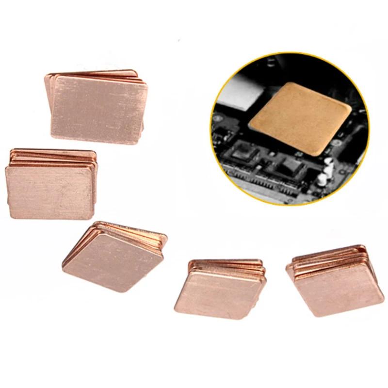 5 pièces 15x1 5/20x20mm 0.3mm-2mm d'épaisseur dissipateur thermique cale en cuivre tampons thermique