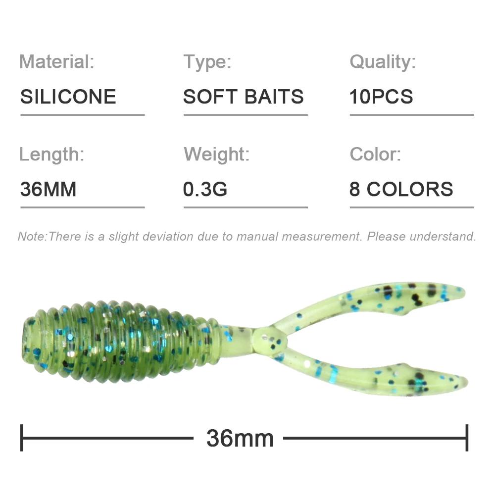 Spinpoler AJING leurres de pêche souples Rockfish 10 pièces/lot 0.3g 36mm double queue artificielle 