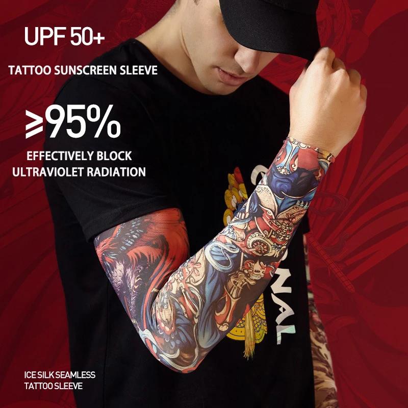 Manchons de tatouage d'été en soie glacée, sport de Golf, résistant au soleil, cyclisme pour hommes,