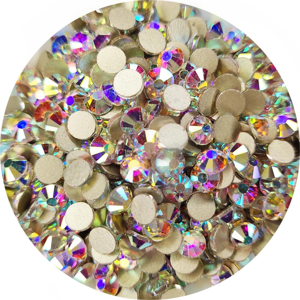 Top paillettes cristal AB/Base or clair Strass Non correcteurs à chaud SS3-SS50 Strass à dos plat et