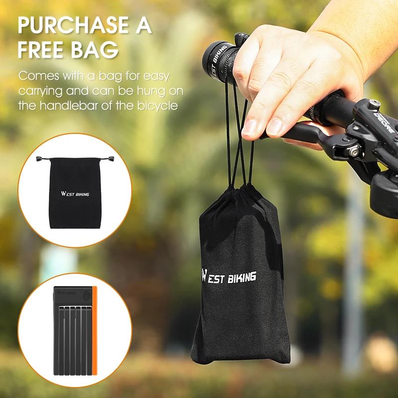 WEST BIKING Serrure de Sécurité Pliable pour Vélo, Accessoire Anti-vol, Convient pour Vélo de Route,